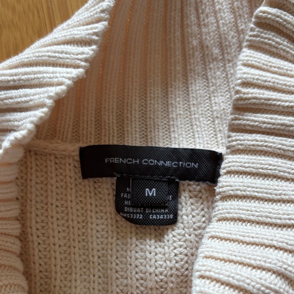 French Connection Cream Ribbed Turtleneck Sweater - Picture 2 of 3